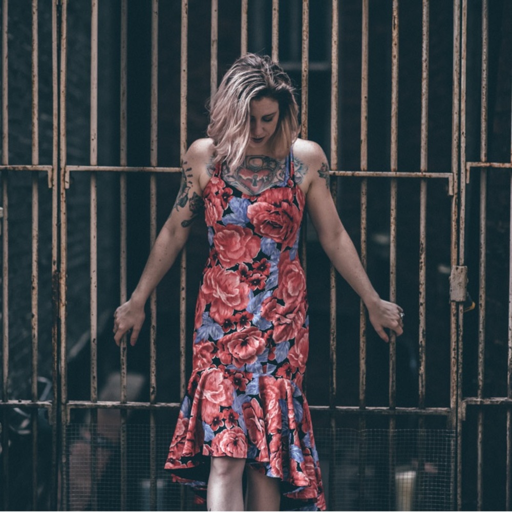Vintage Floral Flamenco Style Dress